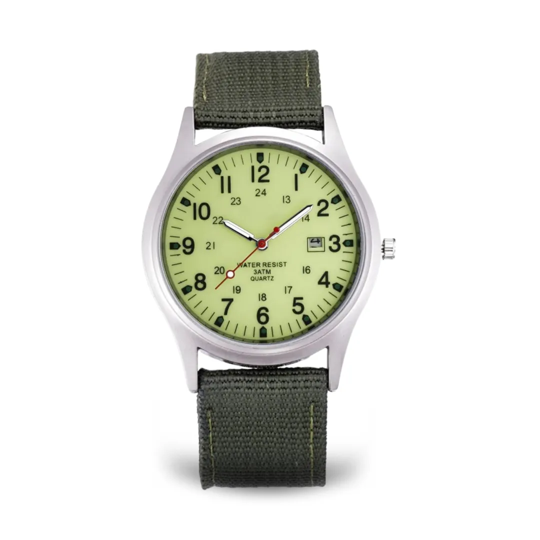 Military-inspired casual wristwatch