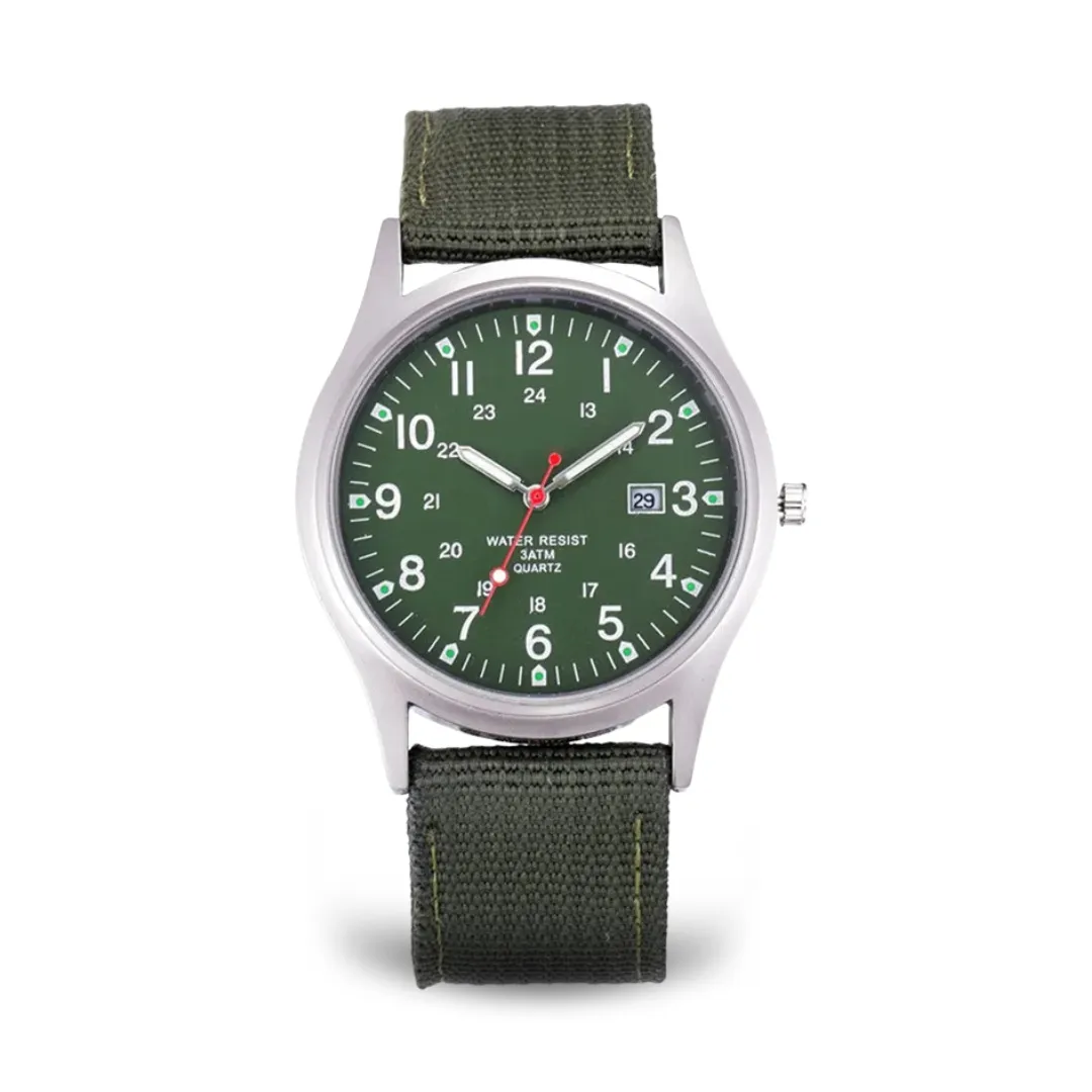 Military-inspired casual wristwatch