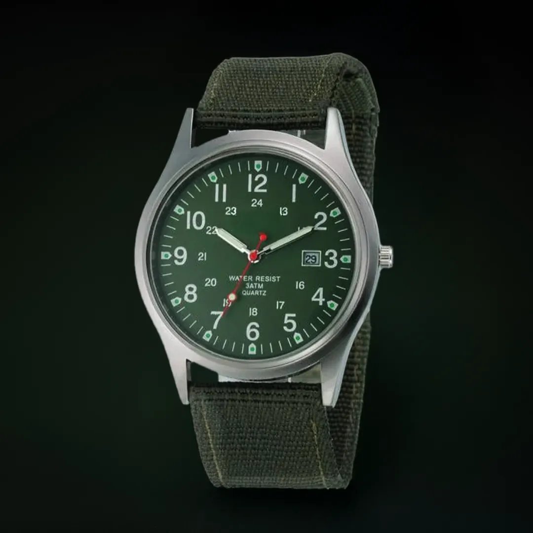 Military-inspired casual wristwatch