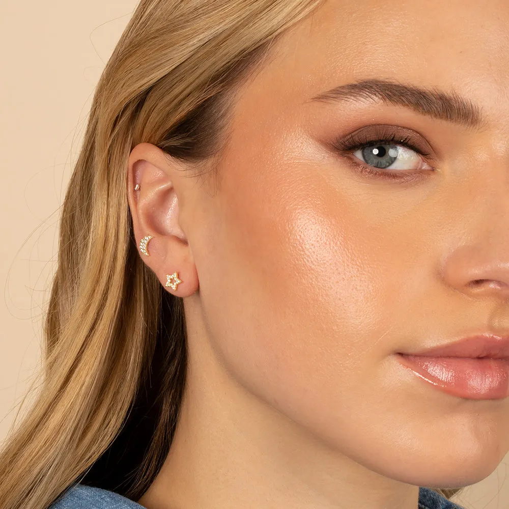 Mini Pavé Open Star Stud Earring