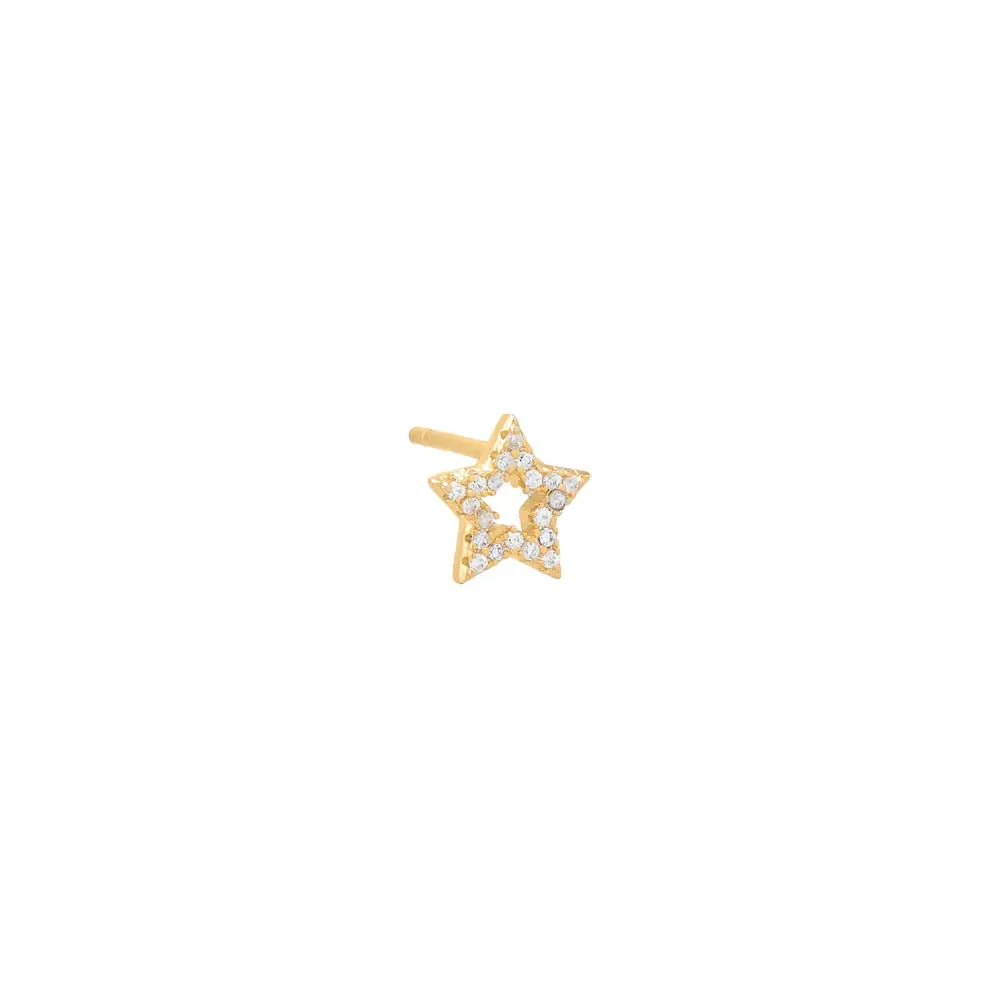 Mini Pavé Open Star Stud Earring