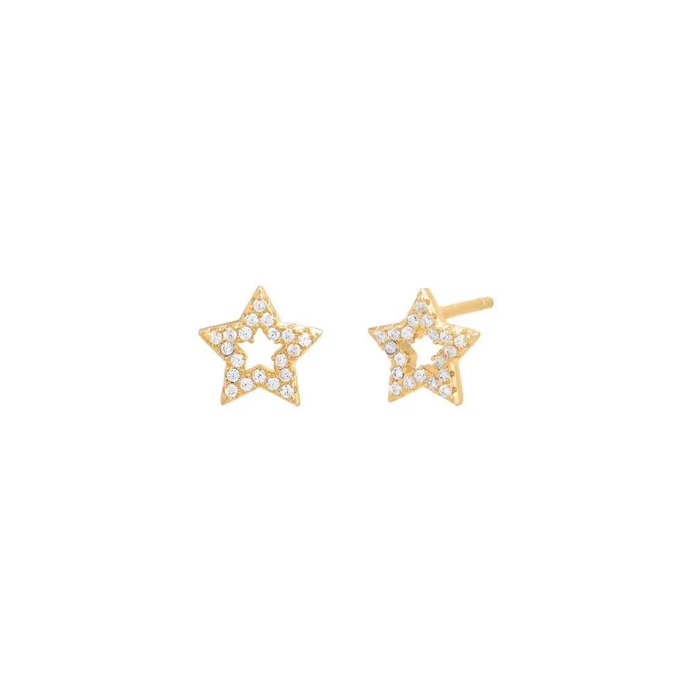 Mini Pavé Open Star Stud Earring