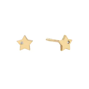 Mini Solid CZ Star Stud Earring 14K