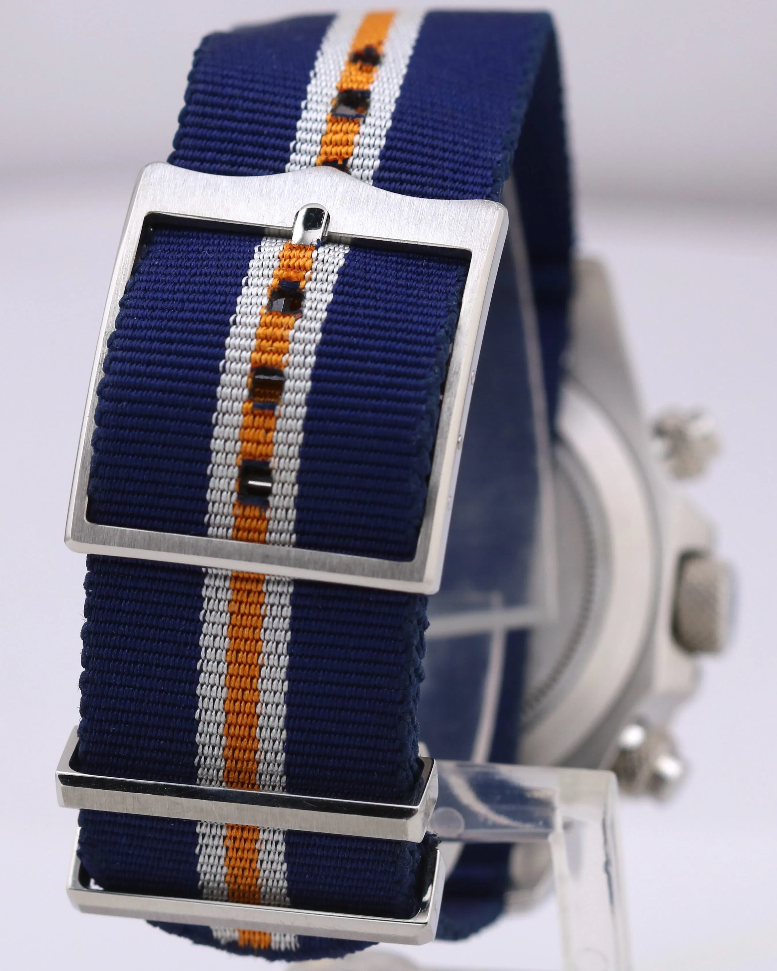MINT Tudor Heritage Chronograph Blue Orange White Stainless Steel Watch 70330B