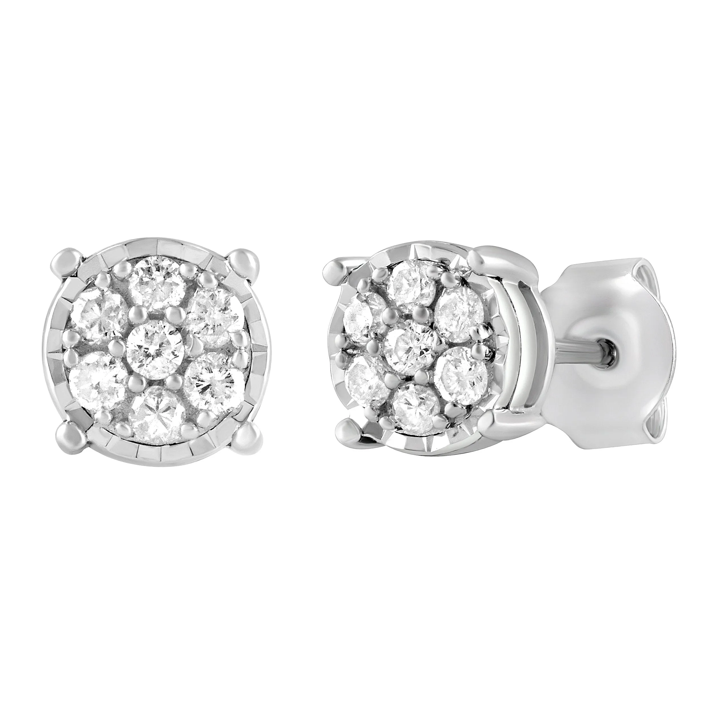 Miracle Halo Composite Earrings with 1/4ct of Diamonds in Sterling Silver