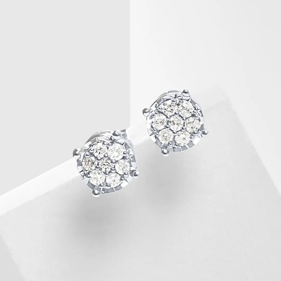Miracle Halo Composite Earrings with 1/4ct of Diamonds in Sterling Silver