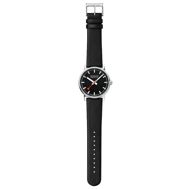 Mondaine Evo2 Black Vegan Leather Analogue Watch 43mm