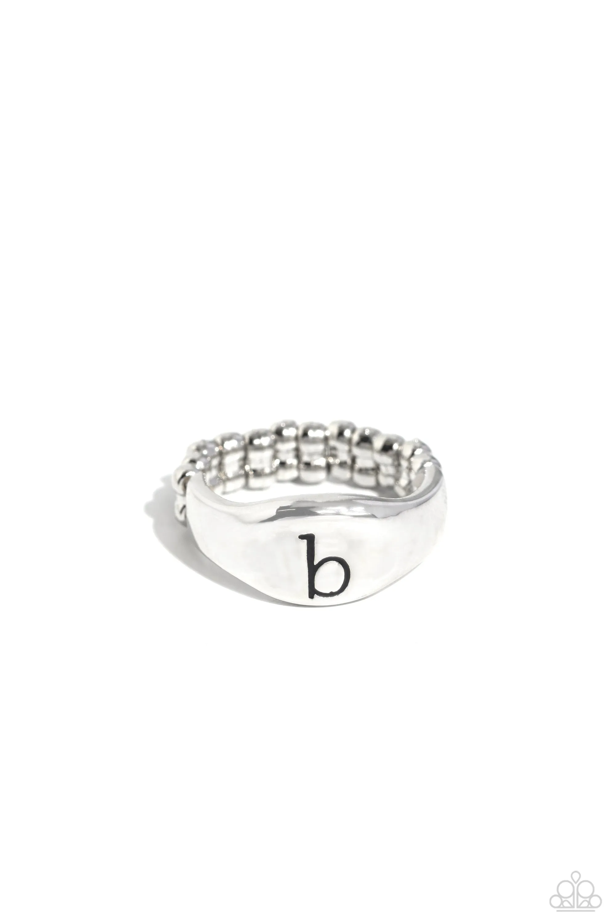 Monogram Memento - Silver - B - Paparazzi Ring