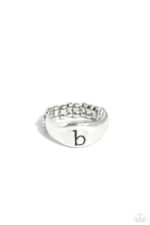 Monogram Memento - Silver - B - Paparazzi Ring