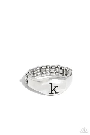 Monogram Memento - Silver - K - Paparazzi Ring