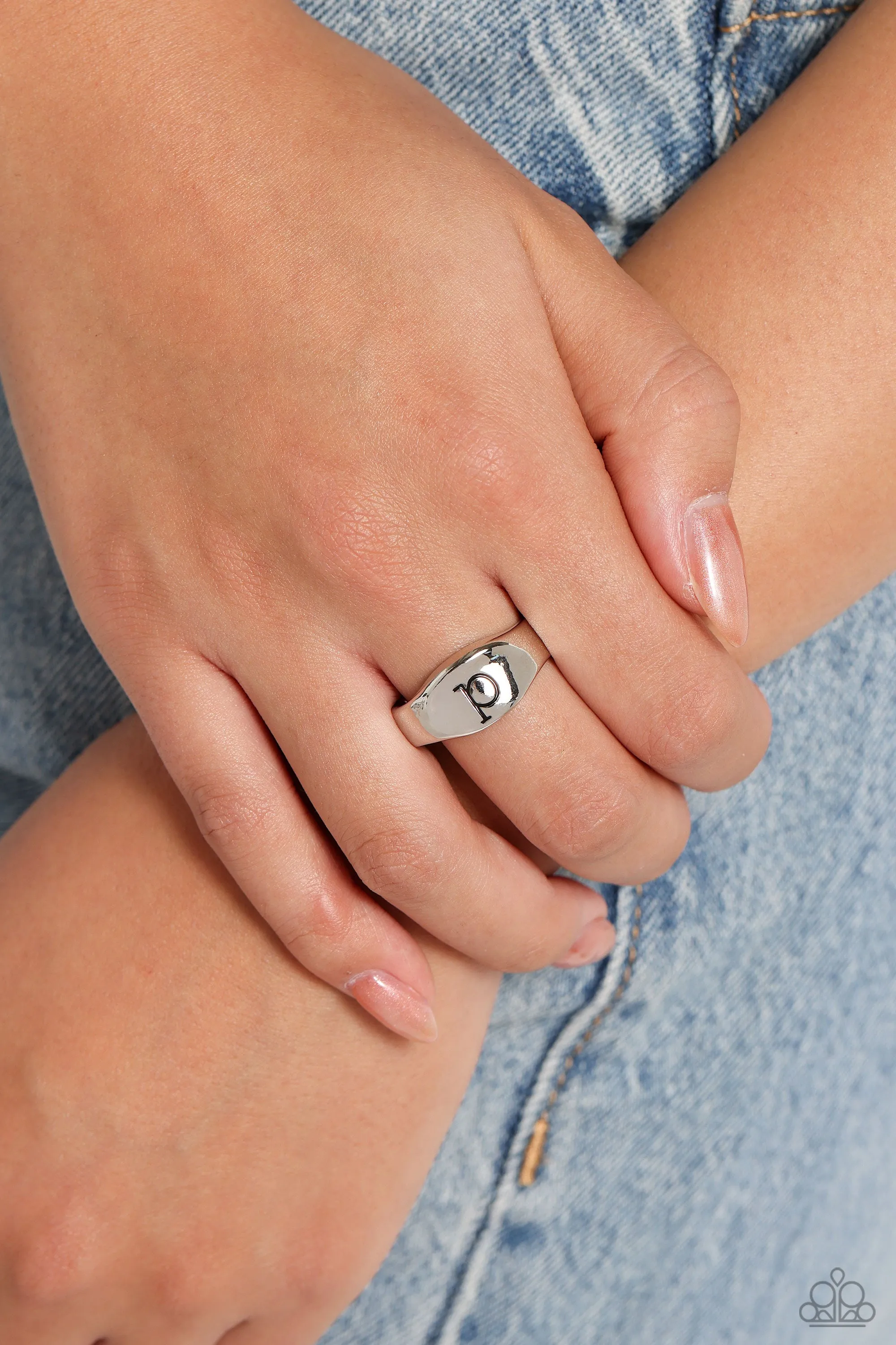 Monogram Memento - Silver - P - Paparazzi Ring