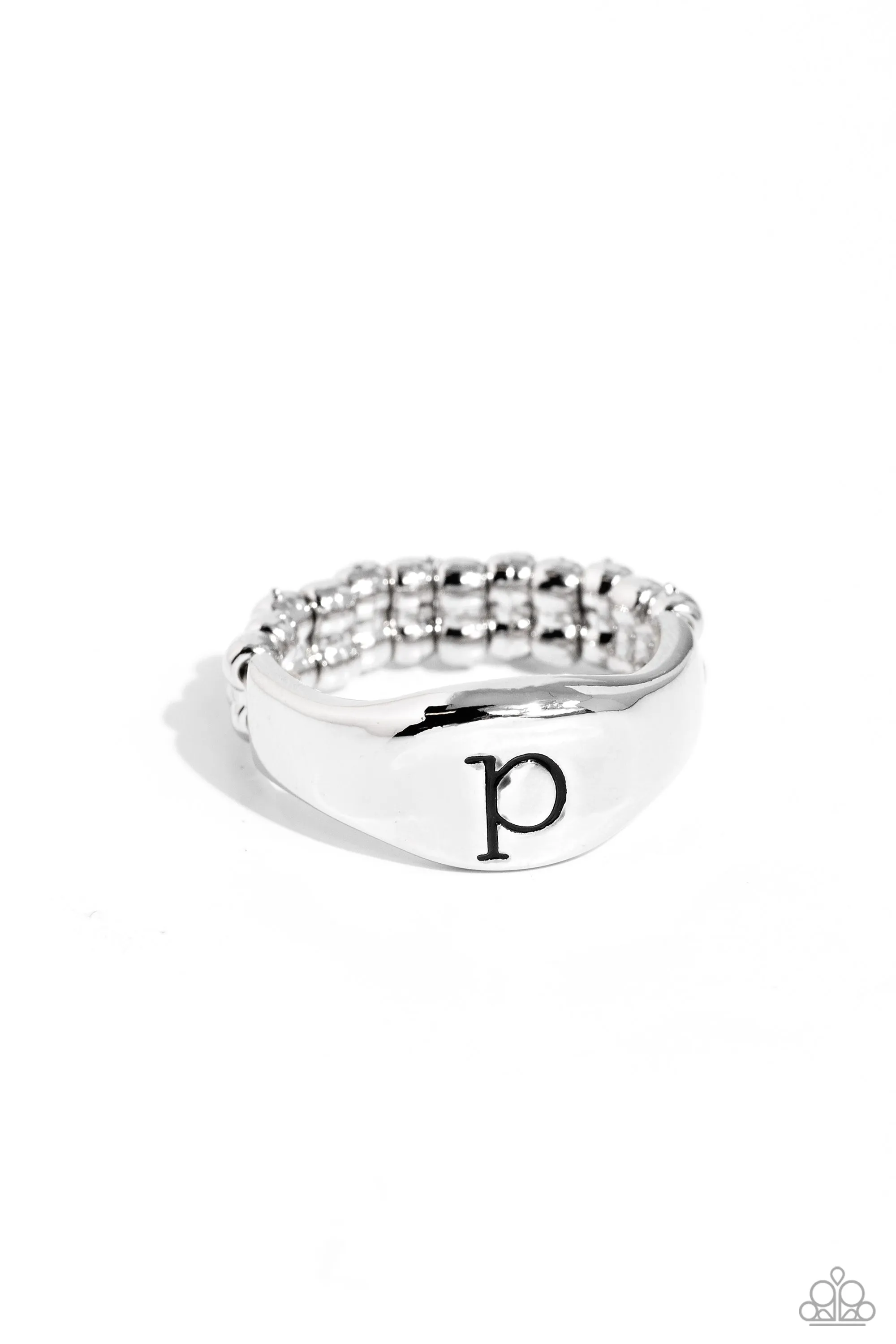 Monogram Memento - Silver - P - Paparazzi Ring
