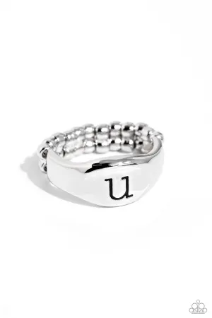 Monogram Memento - Silver - U - Paparazzi Ring
