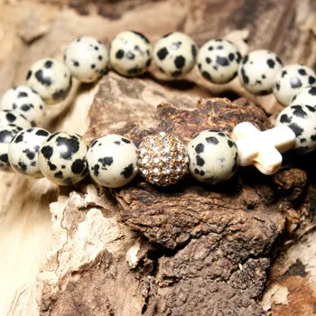 MOON GIRL Stretchy 10MM Natural Stones Pave Ball Cross Elastic Bracelet Beaded Boho Chic Yoga Bracelets Femme Jewelry Dropship