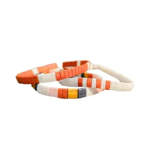 Mosaic Tile Bracelet Stack - Multi Terra Cotta