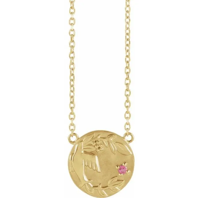 Mother's Family Birthstone Birds Nest Disc Necklace