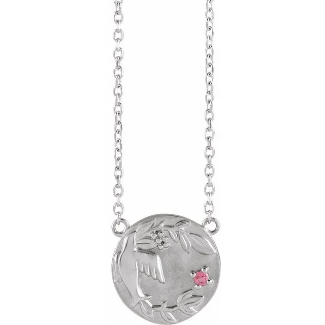 Mother's Family Birthstone Birds Nest Disc Necklace