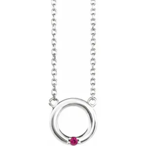 Mother's Family Petite Stone 9mm Circle Birthstone 18" Necklace