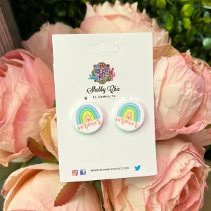 Multi Rainbow Mom Stud Earrings