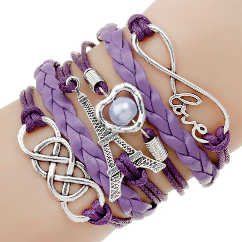multilayer Charm bracelet anchor bracelet men paracord bracelets love pulsera hombre leather bracelet bijoux homme