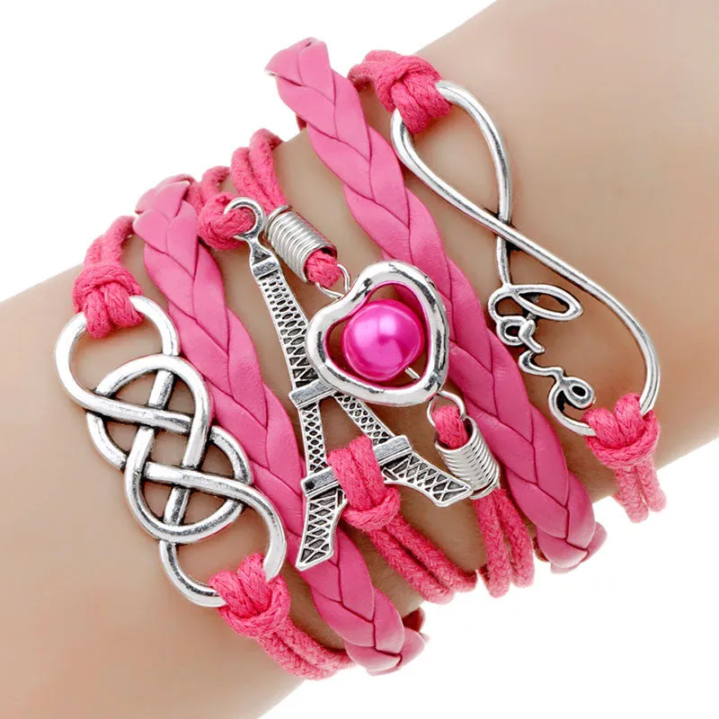 multilayer Charm bracelet anchor bracelet men paracord bracelets love pulsera hombre leather bracelet bijoux homme