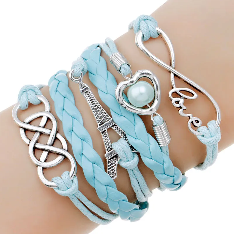 multilayer Charm bracelet anchor bracelet men paracord bracelets love pulsera hombre leather bracelet bijoux homme