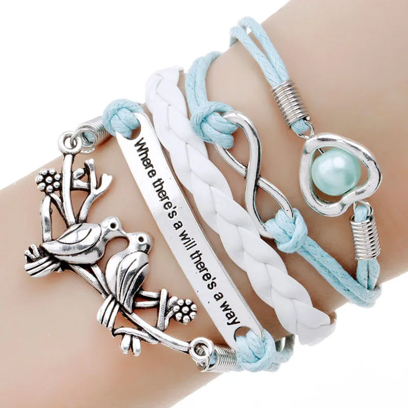 multilayer Charm bracelet anchor bracelet men paracord bracelets love pulsera hombre leather bracelet bijoux homme