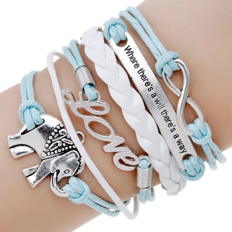 multilayer Charm bracelet anchor bracelet men paracord bracelets love pulsera hombre leather bracelet bijoux homme