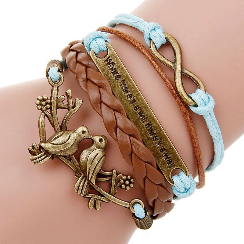 multilayer Charm bracelet anchor bracelet men paracord bracelets love pulsera hombre leather bracelet bijoux homme