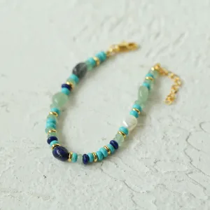 Multiple Irregular Colored Agates Jade Bracelet-Blue