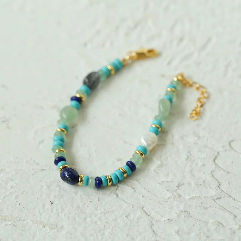 Multiple Irregular Colored Agates Jade Bracelet-Blue