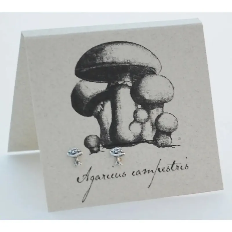 Mushroom Stud Earrings in Sterling Silver