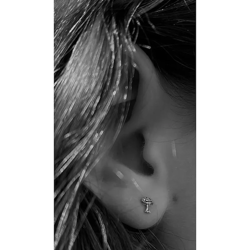 Mushroom Stud Earrings in Sterling Silver