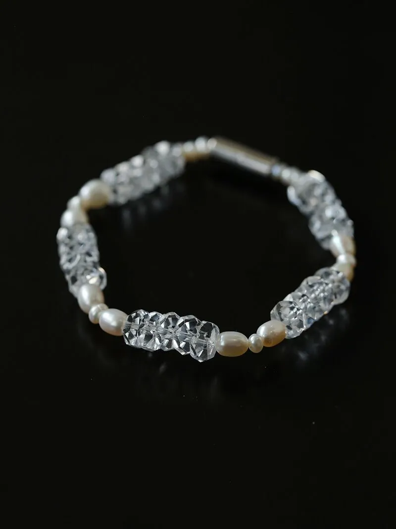 Natural White Crystal Pearl Bead Bracelet