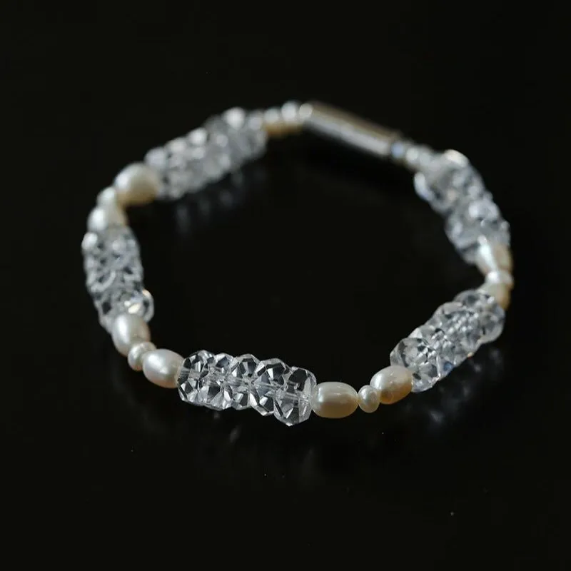 Natural White Crystal Pearl Bead Bracelet