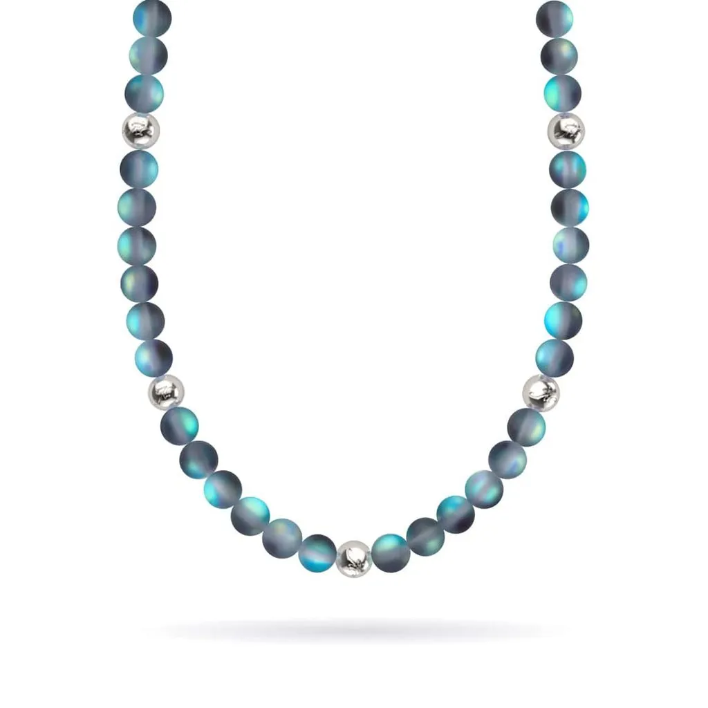 Nogu Grey | Silver | Mermaid Glass Statement Necklace