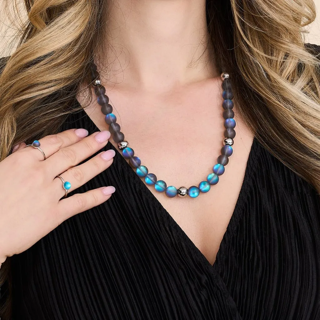 Nogu Grey | Silver | Mermaid Glass Statement Necklace