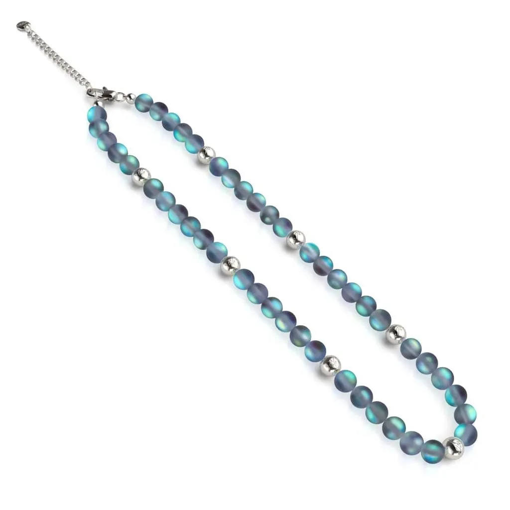 Nogu Grey | Silver | Mermaid Glass Statement Necklace
