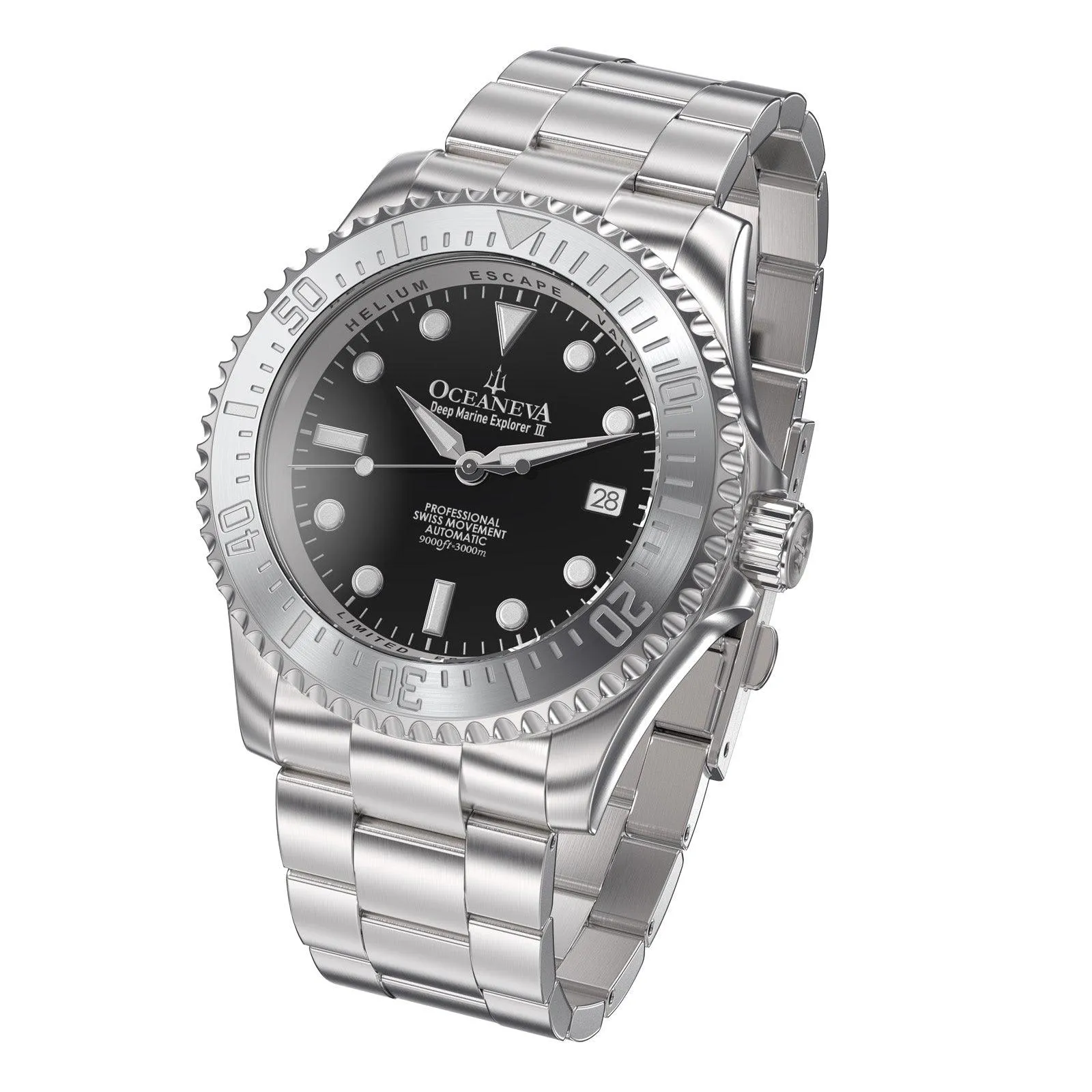 Oceaneva Deep Marine Explorer III Automatic 3000M Pro Diver Black Limited Edition