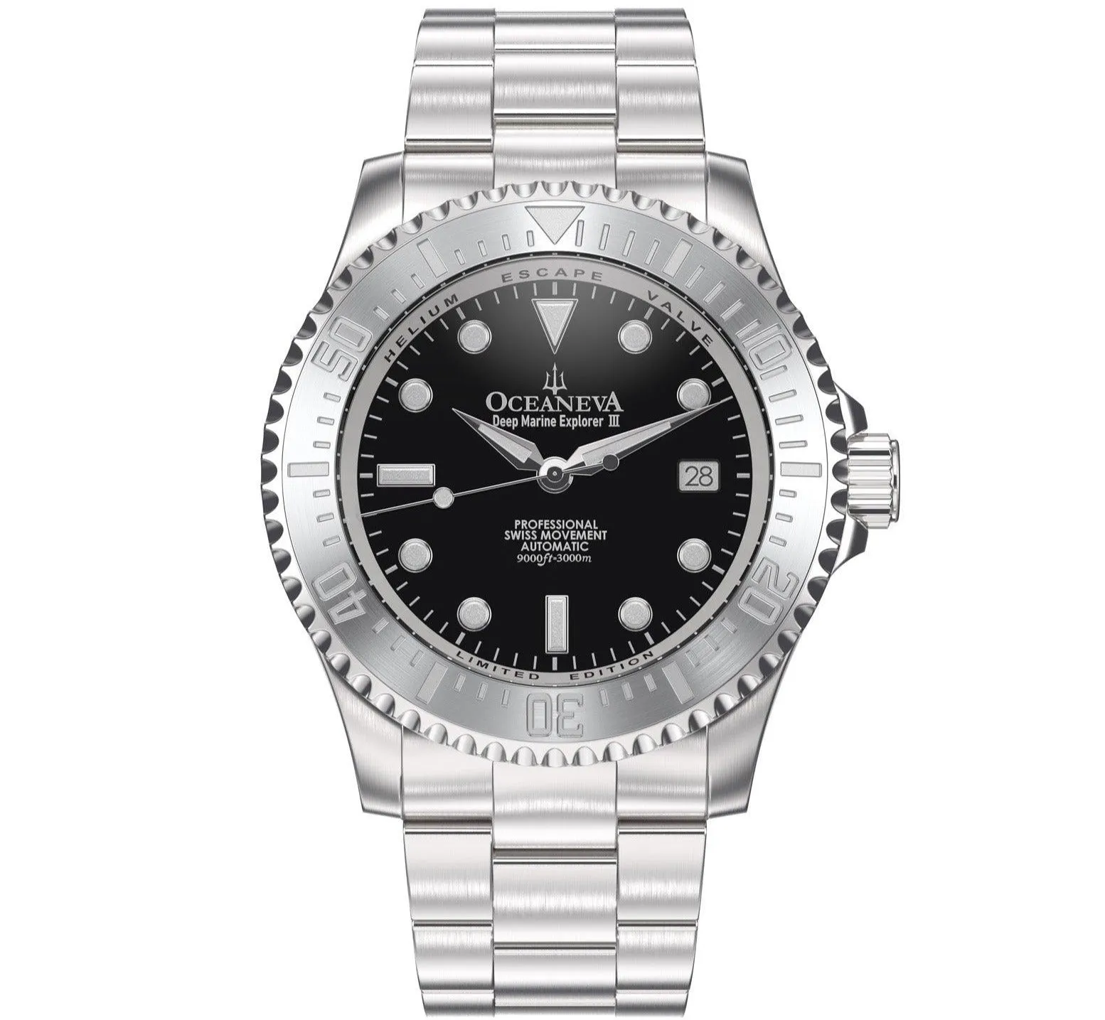 Oceaneva Deep Marine Explorer III Automatic 3000M Pro Diver Black Limited Edition