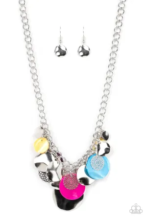 Oceanic Opera - Multi - Silver and Seashell Disc Paparazzi Short Necklace