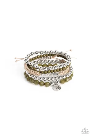 Offshore Outing - Green - Beaded Paparazzi Stretchy and Pull Cord Bracelet