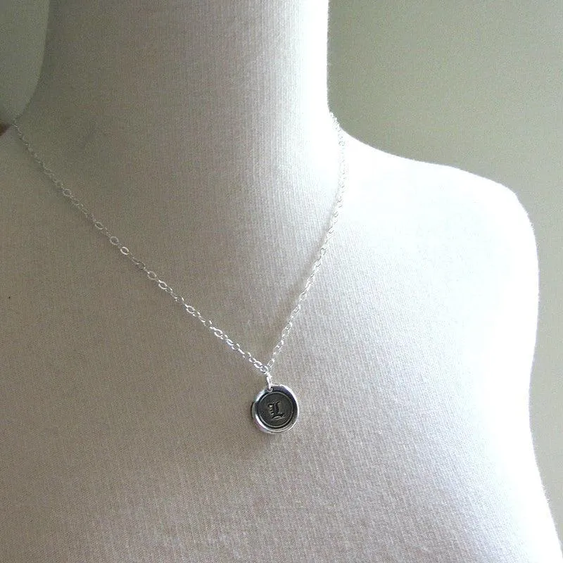Old English Vintage Wax Seal Initial Charm Necklace