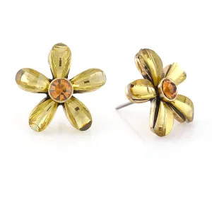 OLIVE AND ORANGE CRYSTAL STUD  EARRINGS #243BR3301 (1E17/1D10)