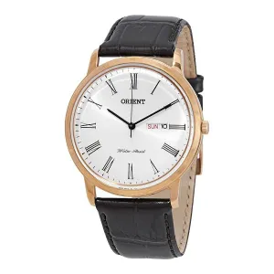 Orient Capital Black Leather Strap White Dial Quartz Watch for Gents - FUG1R006W6