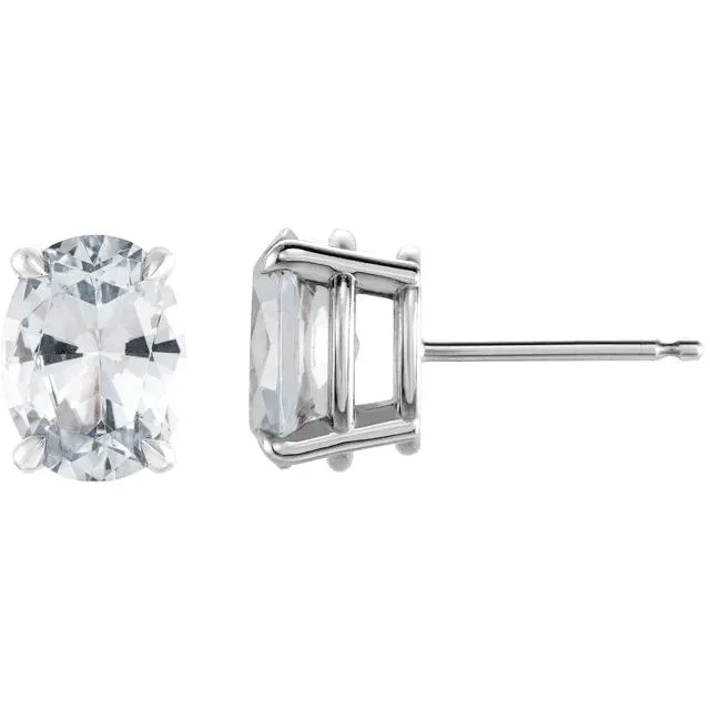 Oval Center 4 Prong Earrings