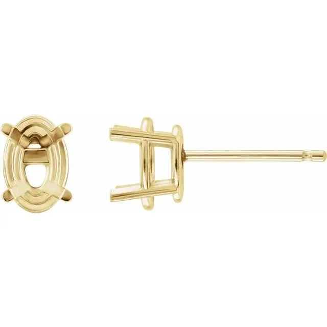 Oval Center 4 Prong Earrings