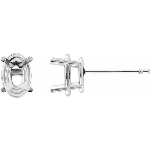Oval Center 4 Prong Earrings