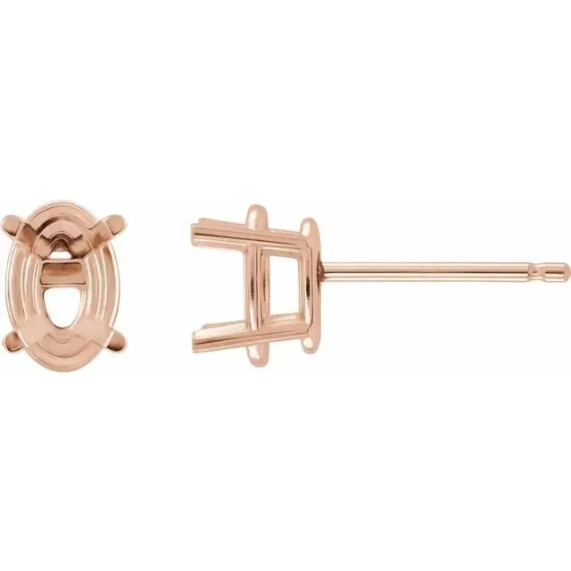 Oval Center 4 Prong Earrings