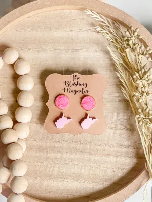 Pale Pink WV   Hot Pink Druzy Studs